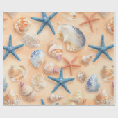 素朴沿岸 – 貝類、ヒトデ、リーフ(6) ラッピングペーパー (フラット)