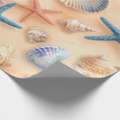 素朴沿岸 – 貝類、ヒトデ、リーフ(6) ラッピングペーパー (角)