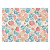 素朴沿岸 – 貝類、ヒトデ、リーフ(7) テーブルクロス (正面(横))