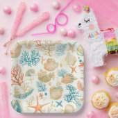 素朴沿岸 – 貝類、ヒトデ、リーフ(9) ペーパープレート (パーティー)