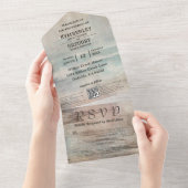 素朴海ビーチをテーマにしたQRコード最小主義 オールインワン招待状 (貼ってはがせる)