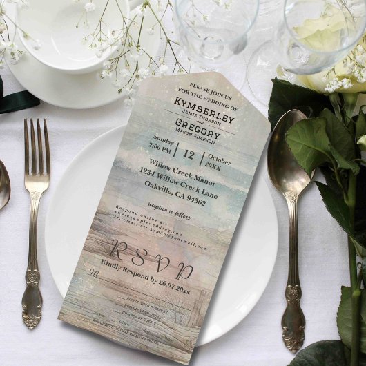 素朴海ビーチ抽象芸術ランドスケープ最小主義 オールインワン招待状