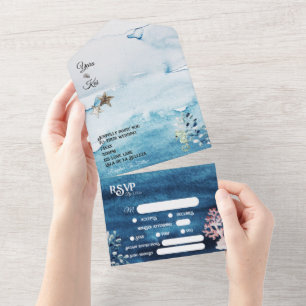 素朴海完了RSVP結婚 オールインワン招待状