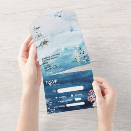 素朴海曲リクエストRSVP結婚の オールインワン招待状