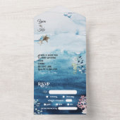 素朴海食事制限RSVP結婚の オールインワン招待状 (内側)