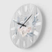素朴淡い色のな白い木の花 ラージ壁時計 (傾斜)