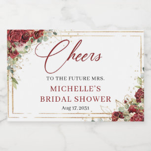 素朴深い赤および赤面ヴィンテージバラ金ゴールドフレーム スパークリングワインラベル