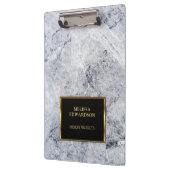 素朴灰色の大理石ブラック金ゴールドモノグラムの クリップボード (左)