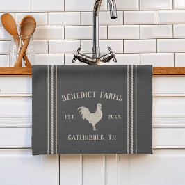 素朴炭パーソナライズされた農場名&タウン キッチンタオル