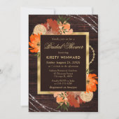 素朴焦げオレンジ秋花ブライダルシャワー 招待状 (正面)