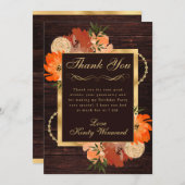 素朴焦げオレンジ秋花誕生日 サンキューカード (正面/裏面)