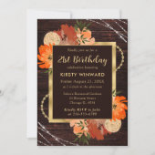 素朴焦げオレンジ秋花誕生日 招待状 (正面)