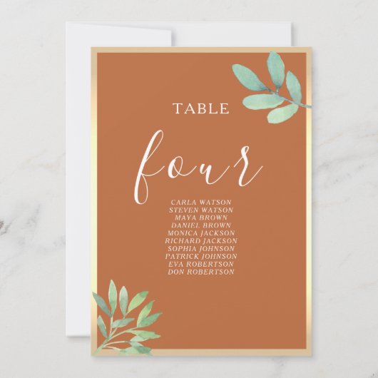 素朴焼きオレンジ結婚色の座席表 (裏面)