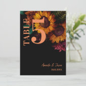 素朴焼きオレンジ色のフローラ結婚のテーブル番号 サンキューカード (スタンド正面)