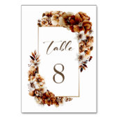 素朴焼きオレンジ色のフローラ結婚のテーブル番号 テーブルナンバー (裏面)