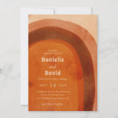 素朴焼きオレンモダンジ結婚ア 招待状 (正面)