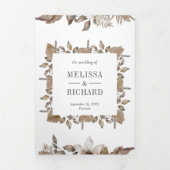 素朴熱帯乾燥パーム離れフローラ結婚ズ 三つ折り招待状 (カバー)