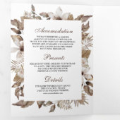 素朴熱帯乾燥パーム離れフローラ結婚ズ 三つ折り招待状 (内部最初)