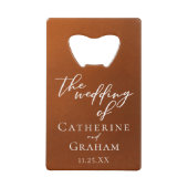 素朴燃えたオパーソナライズされたレンジ結婚の秋 クレジットカード栓抜き (正面)