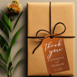 素朴燃えたオレンジタイポグラフィ秋結婚の ギフトタグ