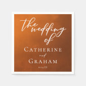素朴燃えたオレンジタイポグラフィ秋結婚の スタンダードカクテルナプキン (正面)