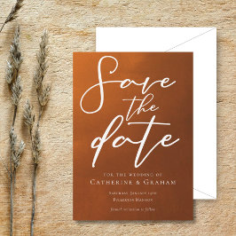 素朴燃えたオレンジタイポグラフィ秋結婚の セーブザデート