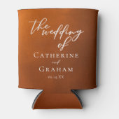 素朴燃えたオレンジタイポグラフィ秋結婚の 缶クーラー (正面)