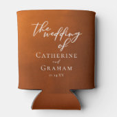 素朴燃えたオレンジタイポグラフィ秋結婚の 缶クーラー (裏面)