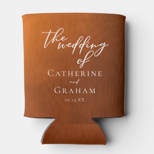 素朴燃えたオレンジタイポグラフィ秋結婚の 缶クーラー (裏面)