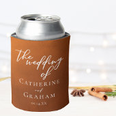 素朴燃えたオレンジタイポグラフィ秋結婚の 缶クーラー