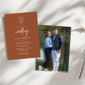 素朴燃えたオレンジ色の植物写真結婚の 招待状