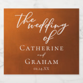 素朴燃えたオレン結婚ジのカスタム スパークリングワインラベル (シングルラベル)