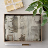 素朴牛の木造の農家のパターンの切り離 薄葉紙 (ギフト)