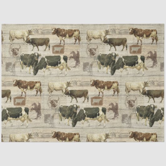 素朴牛の木造の農家のパターンの切り離 薄葉紙 (正面)