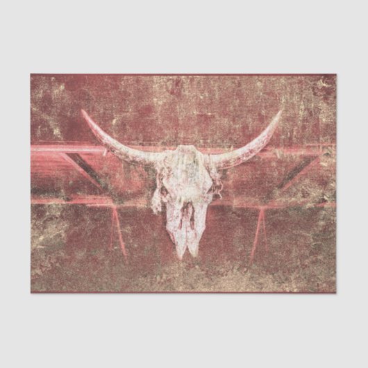 素朴牛スカル茶色ベージュグランジ感 薄葉紙 (正面)