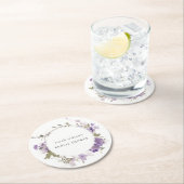 素朴牧地薄紫フローラリースブライダルシャワー ラウンドペーパーコースター (インサイチュ)
