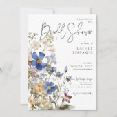 素朴牧草地ワイルドフラワーウォータカラーブライダルシャワー 招待状 (正面)