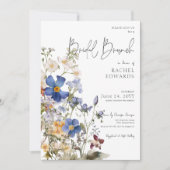 素朴牧草地ワイルドフラワーウォータカラーブライダルブランチ 招待状 (正面)