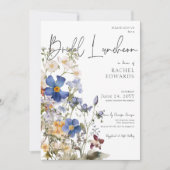素朴牧草地ワイルドフラワーウォータカラーブライダルランチ 招待状 (正面)