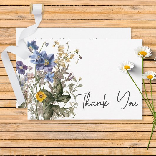 素朴牧草地ワイルドフラワーパープルウォーター サンキューカード