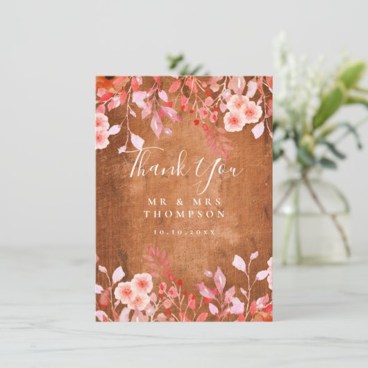 素朴牧草野の花フローラ結婚ありがとうございました カード (スタンド正面)