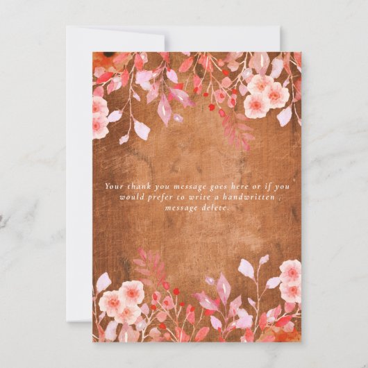 素朴牧草野の花フローラ結婚ありがとうございました カード (裏面)