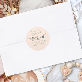 素朴物干しベビーガールシャワー差出人住所 ラウンドシール