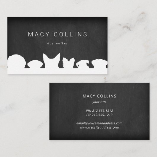素朴犬のシルエット 名刺 (正面/裏面)