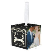 素朴狩りはOver Lightsの結婚写真コラージュ キューブオーナメント (正面アングル)