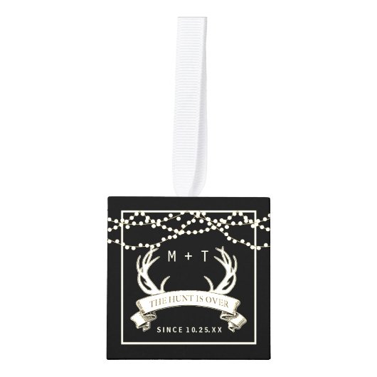 素朴狩りはOver Lightsの結婚写真コラージュ キューブオーナメント (正面)