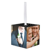 素朴狩りはOver Lightsの結婚写真コラージュ キューブオーナメント (裏面アングル)