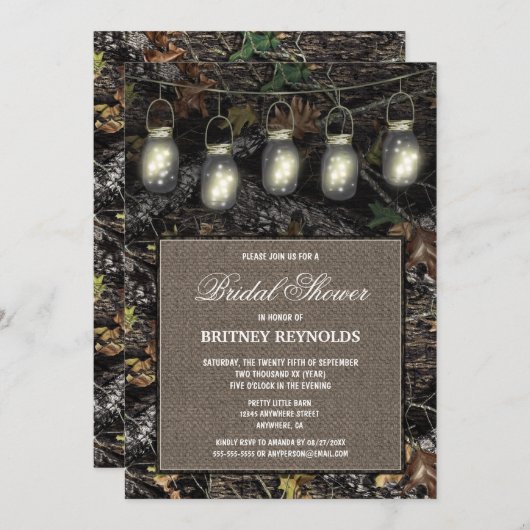 素朴狩り迷彩柄ブライダルシャワー招待状 招待状 (正面/裏面)