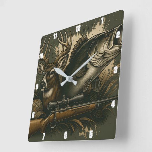 素朴狩り野生生物の表示アウトドア スクエア壁時計 (傾斜)