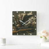 素朴狩り野生生物の表示アウトドア スクエア壁時計 (ホーム)